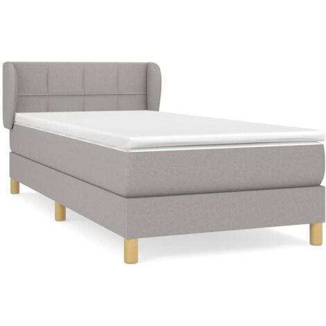 Lit à sommier tapissier avec matelas Gris clair 90x200 Tissu (1/5)
