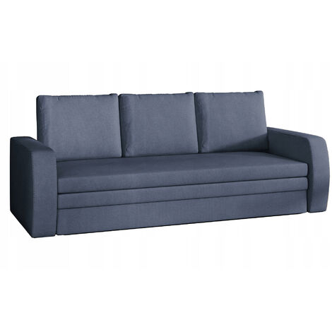 Canapé lit tissu bleu turquin avec coffre de rangement Liverna 220cm (1/5)