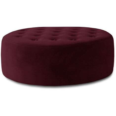 Pouf rond matelassé velours bordeaux Styla 70cm