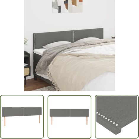 Têtes de lit 2 pcs Gris foncé 100x5x78-88 Tissu (1/5)