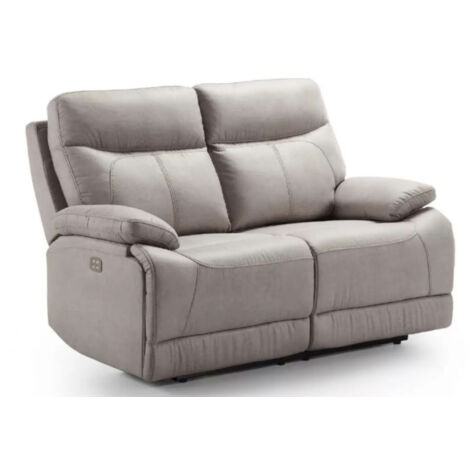 Canapé de relaxation électrique en microfibre Ducka-Beige-Système Fixe - sans relax-2 places