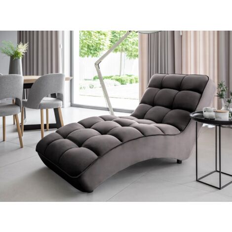 Les Tendances – Chaise longue d'intérieur velours capitonné – Confort ergonomique – Largeur 85 cm – Hauteur 85 cm – Profondeur 170 cm – Fabrication européenne