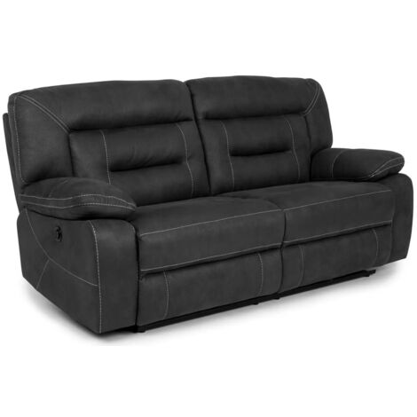 Les Tendances – Canapé relax 1 place électrique en nubuck gris foncé – Mécanisme relax avec moteur – Assise en mousse polyuréthane – Dimensions L 106 x P 88 cm