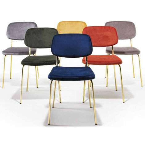 Chaise moderne en velours et pieds en laiton brossé doré Zola - Lot de 2-Vert épinard (1/4)