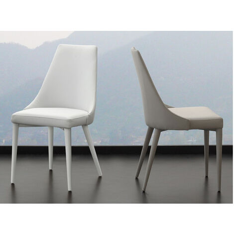 Chaise faux cuir Klazo - Lot de 4-Beige clair (1/5)