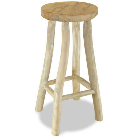 Tabouret de bar rond teck massif clair Palibe (1/4)