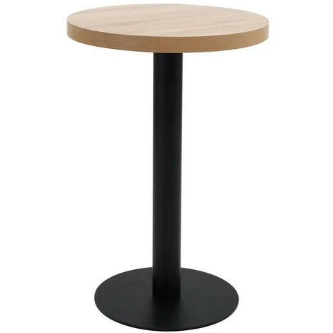 Table de bar ronde bois clair et pieds métal noir Beth D 50 cm