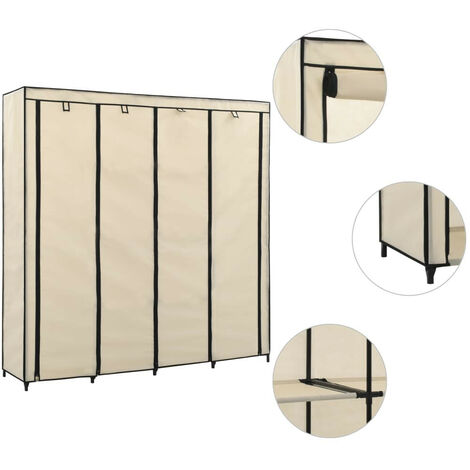 Garde-robe avec 4 compartiments Crème 175x45x170 cm (1/5)