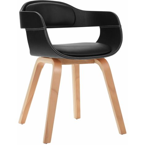 Chaise de salle à manger Noir Bois courbé et similicuir 2 (1/5)