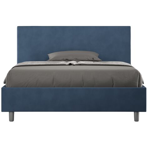 Lit double 160x200 cm tissu bleu Adelyne-Option Avec sommier et coffre (1/5)