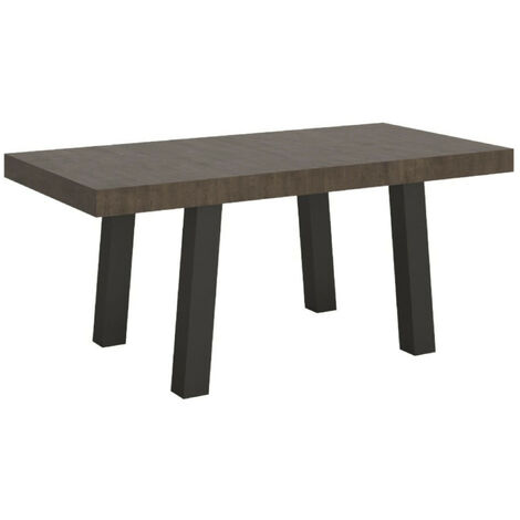 Table à manger rectangulaire bois foncé et pieds métal anthracite Bidy 180cm (1/3)