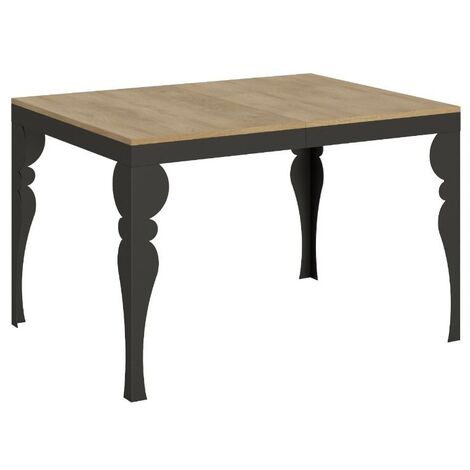 Table extensible 6 à 16 places L 120 à 380cm bois naturel et pieds gris foncé Patone (1/5)