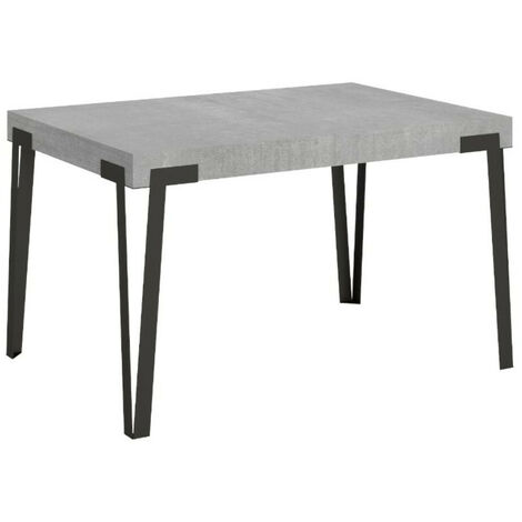 Table extensible 6 à 12 personnes blanc et pieds métal anthracite L 160 à  264 cm Konta