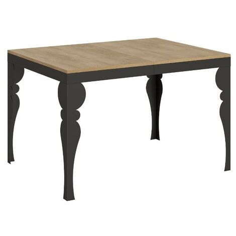 Table extensible 6 à 10 places L 120 à 224cm bois naturel et pieds gris foncé Patone (1/5)