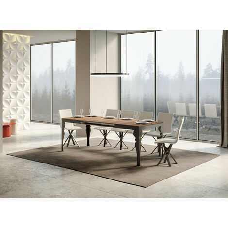 Table à manger industrielle bois et noir 224cm - PHOENIX