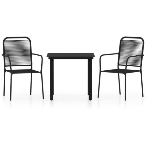 Ensemble de salle à manger de jardin 3 pcs Noir 15 (1/5)