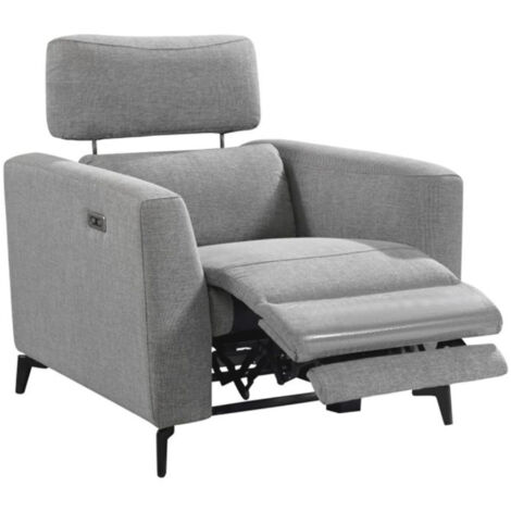 Canapé de relaxation électrique en tissu Bakay-Gris foncé-Système Electrique-1 place fauteuil