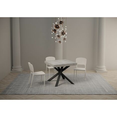 Soldes - Table carrée en pin gris clair 4 personnes et plateau en frêne  massif - Esquisse - Interior's