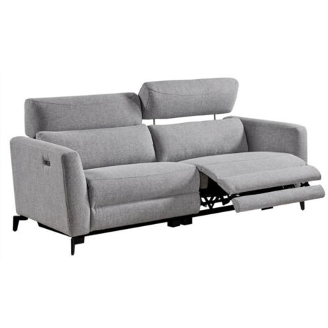 Canapé de relaxation électrique en tissu Bakay-Gris foncé-Système Electrique-2 places
