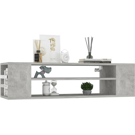 Meuble TV suspendu Gris béton 100x30x26,5 cm (1/5)