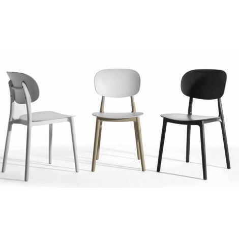 Chaise polyvalente en polypropylène Klaza - Lot de 4-Blanc (1/5)