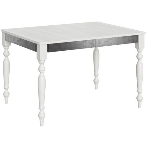 Table extensible 6 à 10 places L 120 à 224cm bois blanc Romencia (1/5)