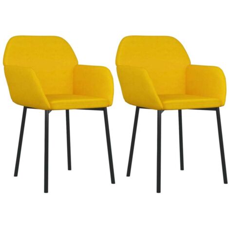 Chaises de salle à manger 2 pcs Jaune Velours 3 (1/5)