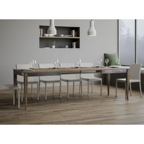 Table extensible 6 à 12 places L 160 à 264cm bois noyer Fixano (1/5)