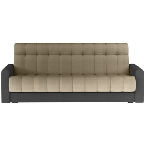 Canapé lit 3 places velours marron clair et gris foncé Barote 210cm (1/5)