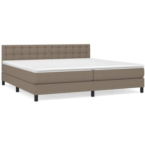Lit à sommier tapissier avec matelas Taupe 200x200 Tissu 5 (1/5)