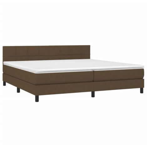 Lit à sommier tapissier avec matelas Marron foncé 200x200 3 (1/5)