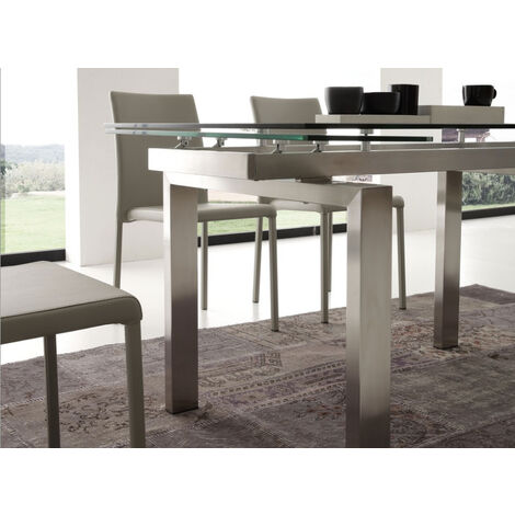 Table à manger extensible 160-200 cm FUTURA blanc brillant et chêne