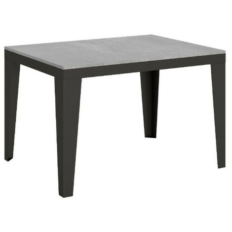Table rectangulaire extensible 6 à 16 places L 120 à 380cm gris effet béton et pieds acier gris foncé Flavien (1/5)