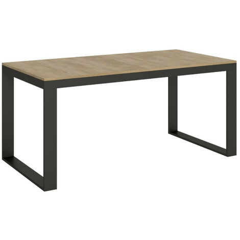 Table extensible 180 à 284cm bois clair et métal anthracite Likro (1/5)