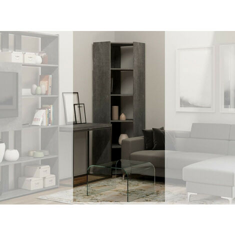 Bibliothèque d'angle 5 niveaux gris béton Kalo A L 60cm (1/3)