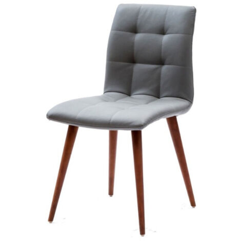 Chaise en faux cuir et bois massif Karly - Lot de 4 Bois clair-Blanc-Piètement Bois clair (1/5)