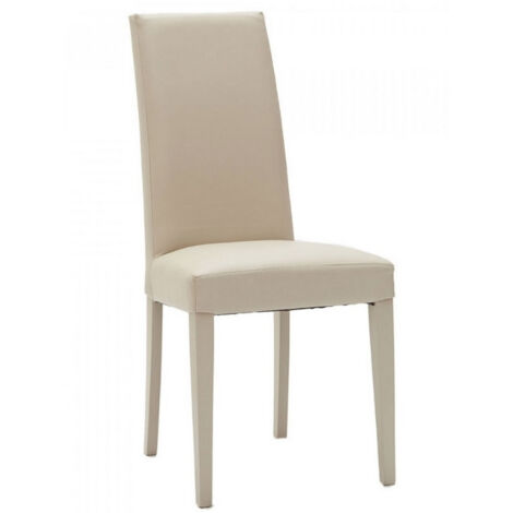 Chaise en bois massif et faux cuir Tanio - Lot de 2-Blanc (1/5)