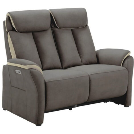 Canapé de relaxation électrique en nubuck Kondort-Gris foncé-2 places relax électrique
