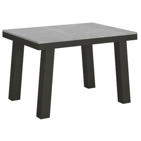 Table extensible 6 à 16 places L 120 à 380cm gris béton et cadre métal anthracite Bidy (1/5)