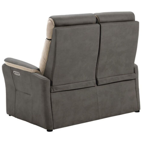 Canapé de relaxation électrique en nubuck Kondort-Gris foncé-2 places fixe