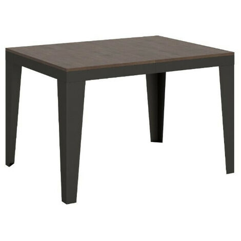 Table rectangulaire extensible 6 à 16 places L 120 à 380cm bois foncé et pieds acier gris foncé Flavien (1/5)