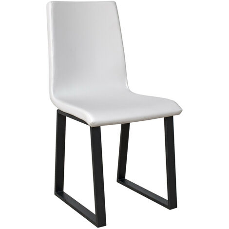 Chaise moderne simili cuir blanc et pieds métal anthracite Bary (1/5)