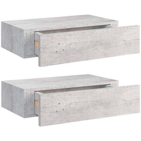 Étagères à tiroir murales 2 pcs Gris béton 40x23,5x10 MDF (1/5)