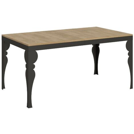 Table extensible 6 à 12 places L 160 à 264cm bois naturel et pieds gris foncé Patone (1/5)
