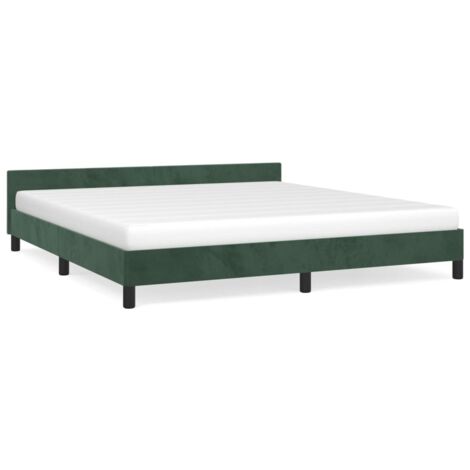 Cadre de lit avec tête de lit Vert foncé 180x200 cm Velours (1/5)