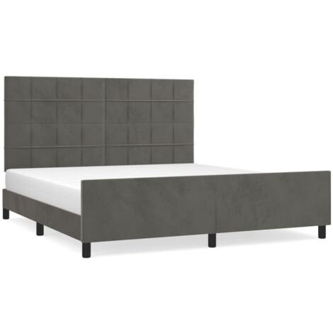 Lit avec tête de lit Gris foncé 180x200 Velours (1/5)