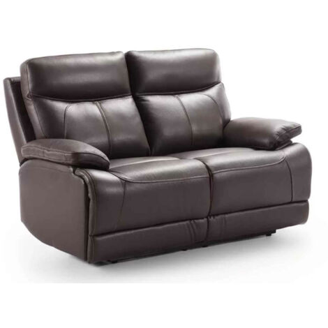 Canapé de relaxation électrique en microfibre Ducka-Marron-Système Fixe - sans relax-2 places