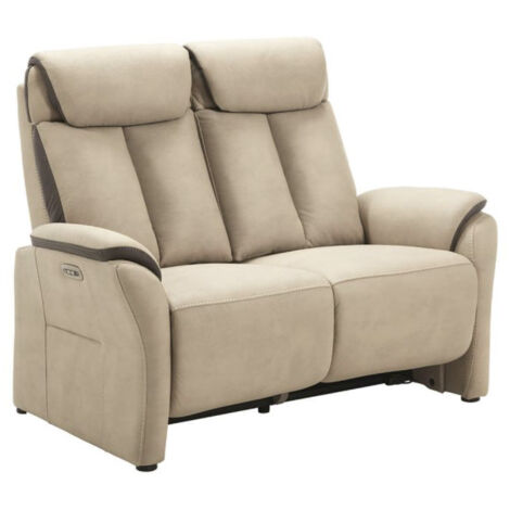Canapé de relaxation électrique en nubuck Kondort-Beige-2 places relax électrique