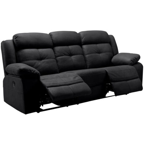 Canapé de relaxation en nubuck Farenza-Gris foncé-Système Electrique-3 places (1/5)