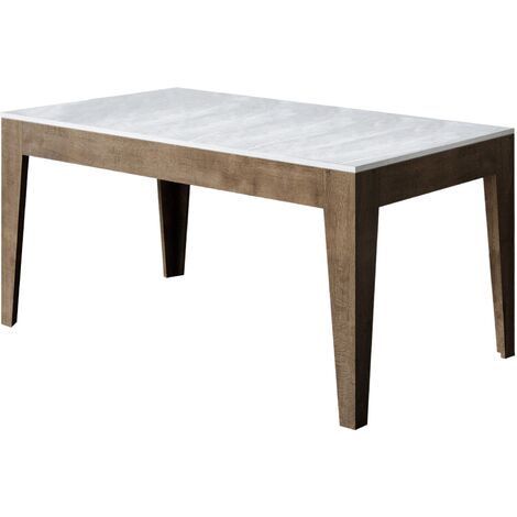 Table rectangulaire extensible 160-220cm noyer et blanc Mixa (1/5)